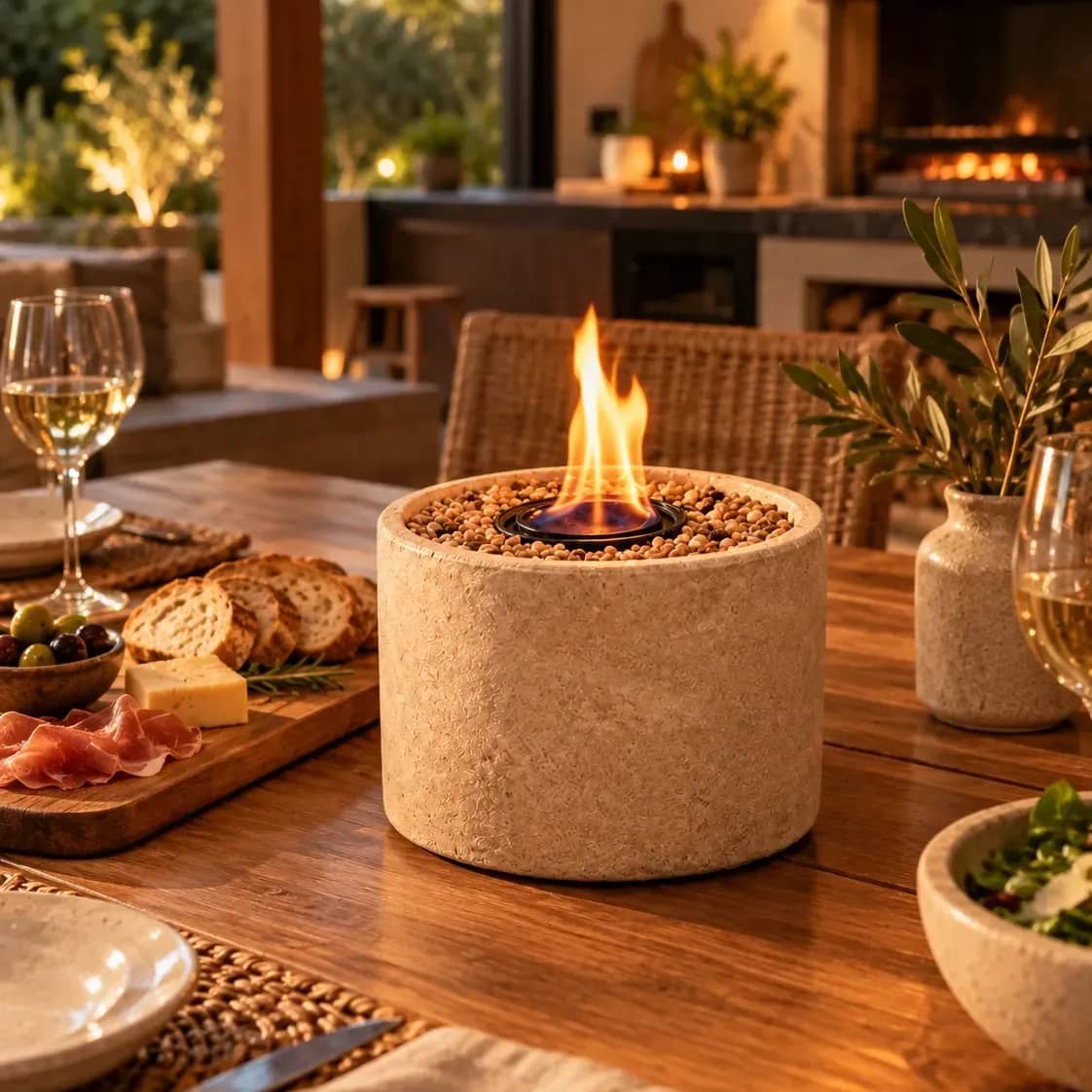 Fogón de Mesa Decorativo Anahata | Fuego Real y Diseño Premium