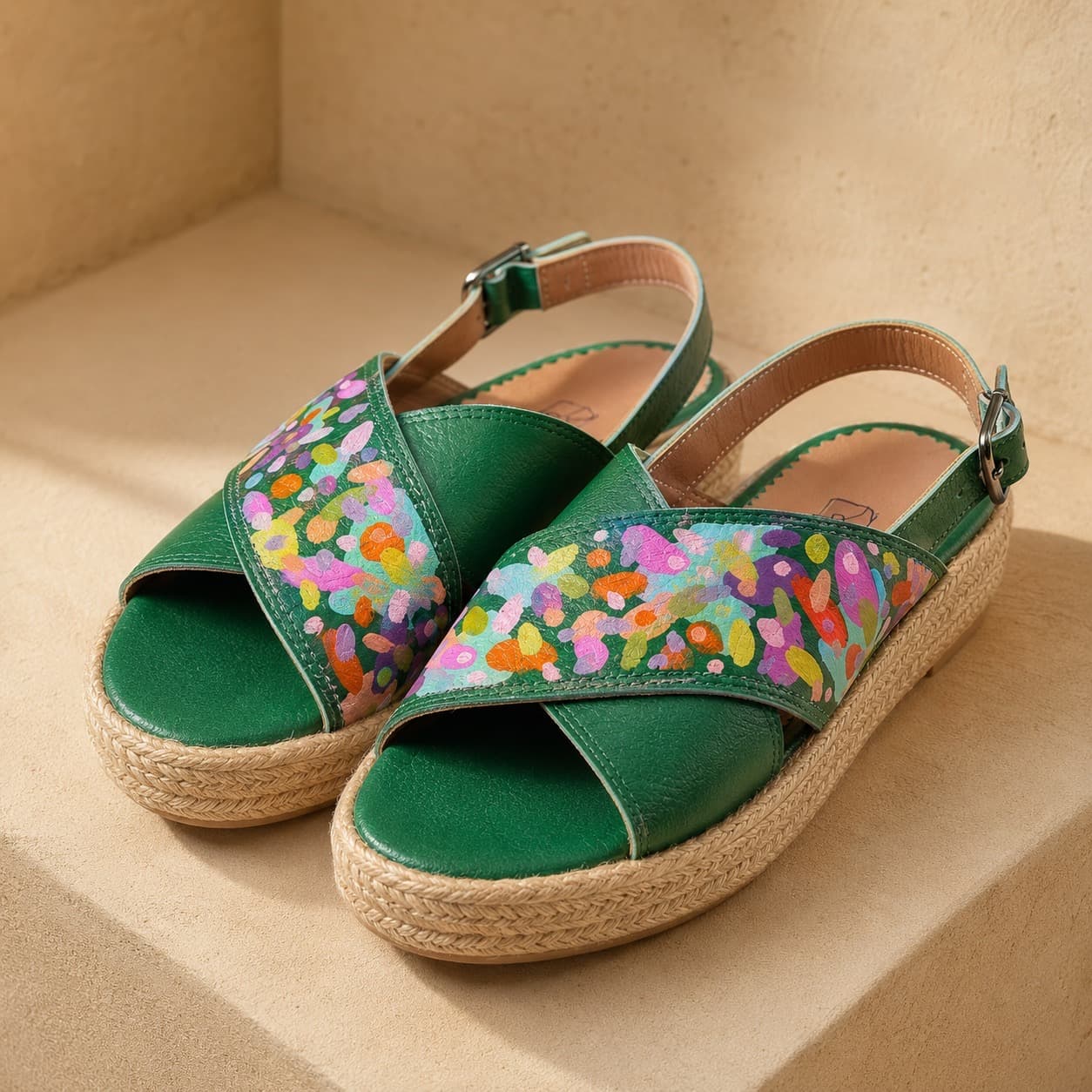 Sandalias de autor - Cuero, pintada a mano
