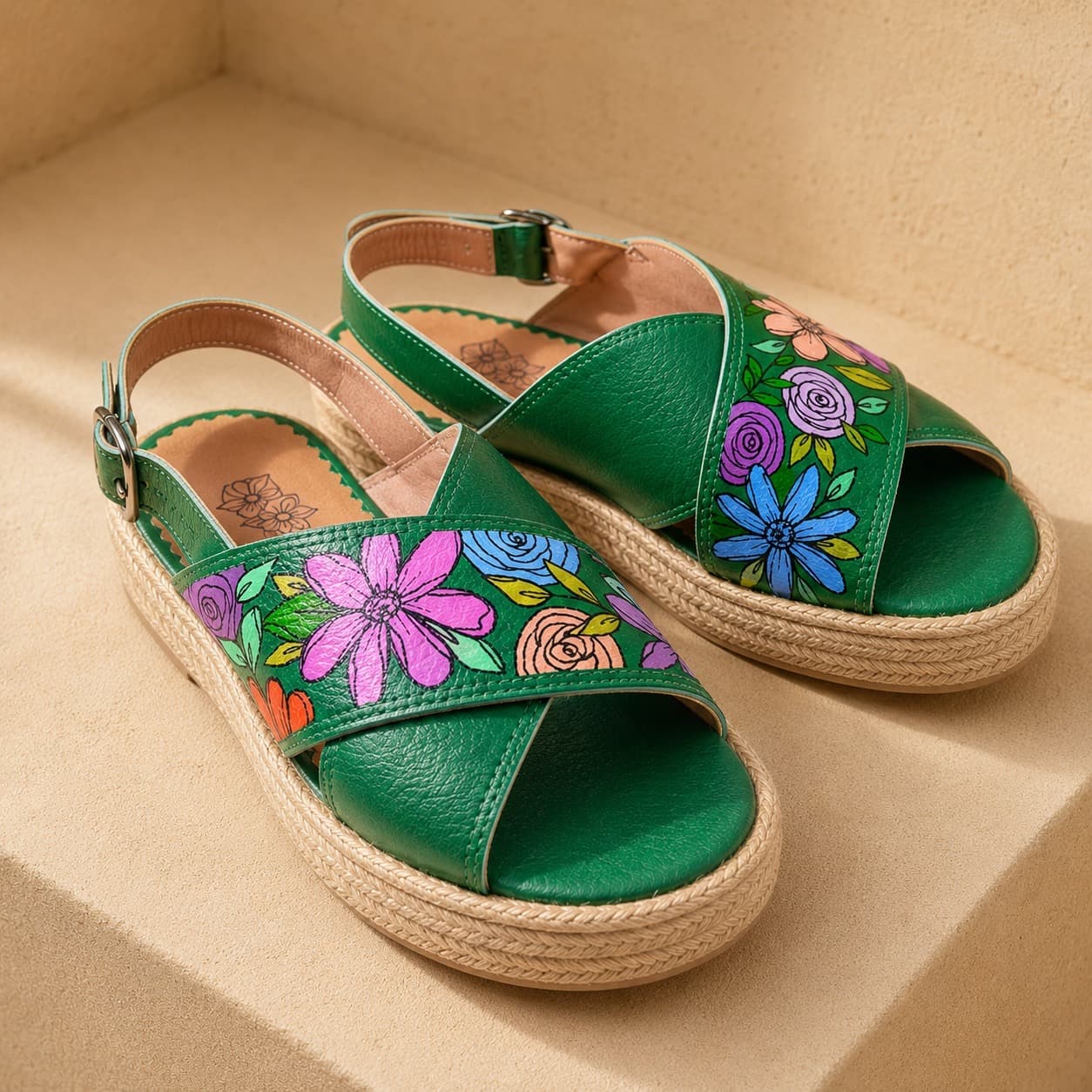 Sandalias de autor - Cuero, pintado a mano