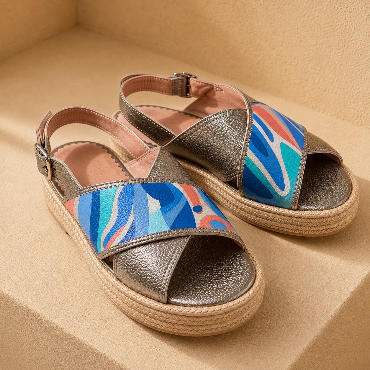 Sandalias de autor - Cuero, pintada a mano