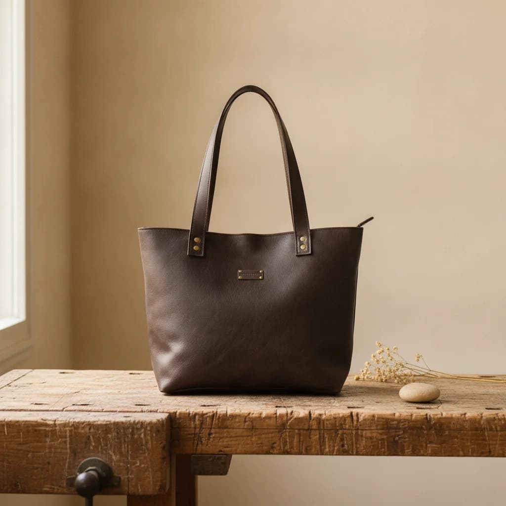 Bolso tote en cuero