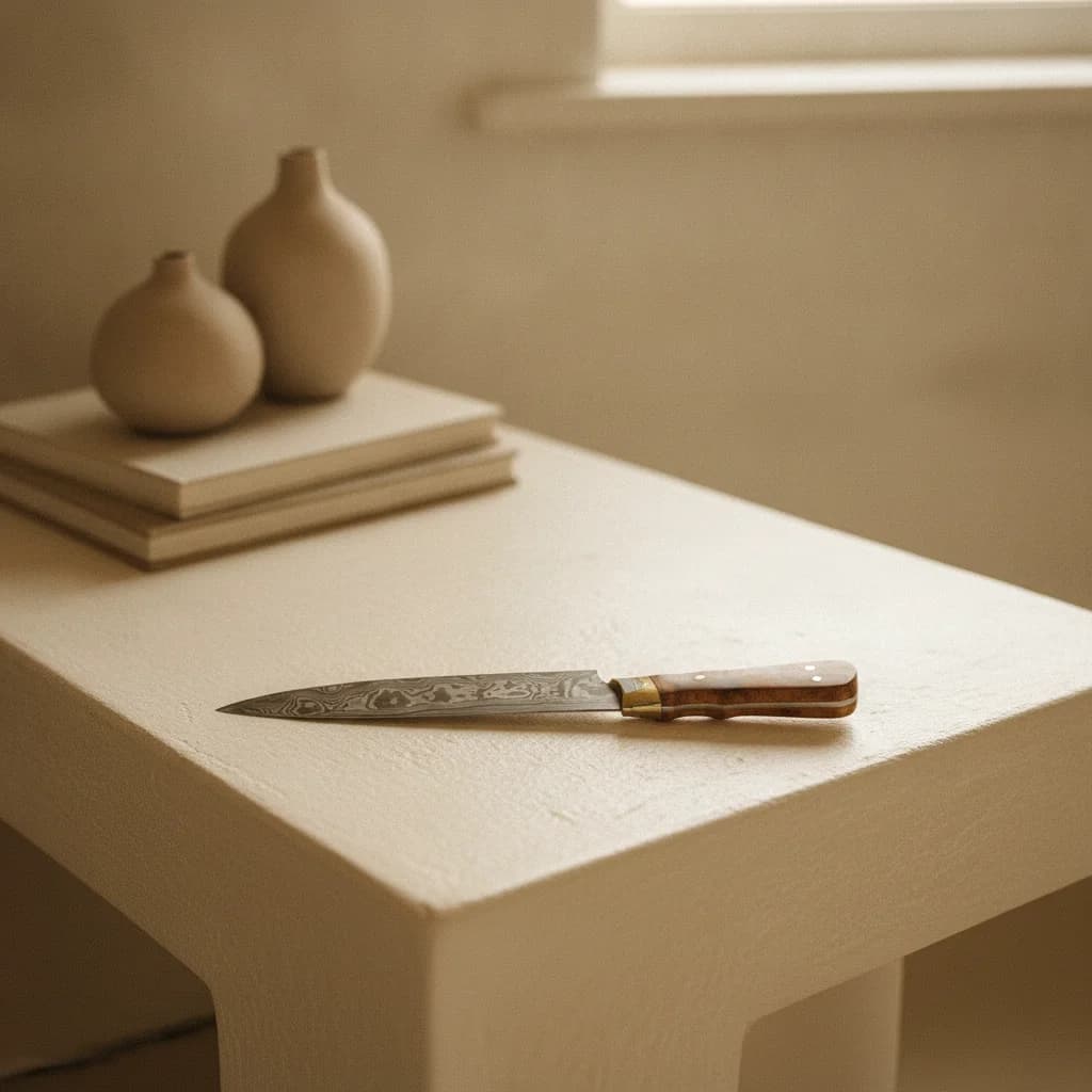 Cuchillo verijero en acero damasco