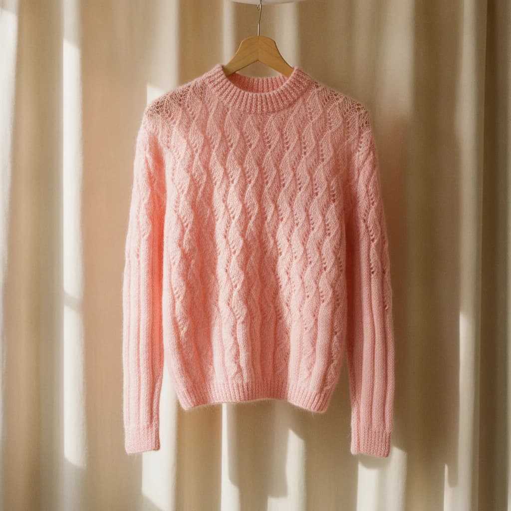 Sweater de mohair y delicados detalles de calado y botonería