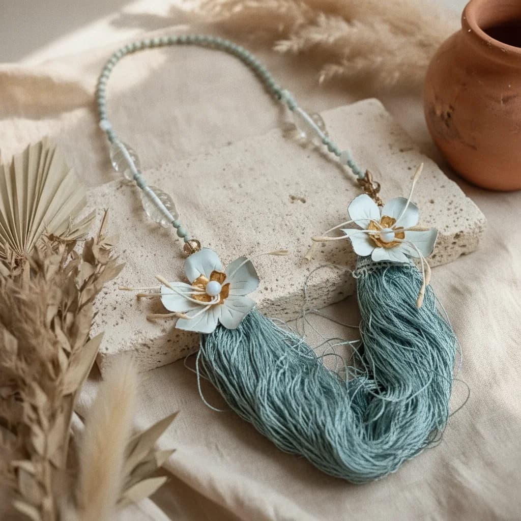 Collar Brisa Aquamarine - Bronce, Perla Opalina y Cristal Facetado Vintage