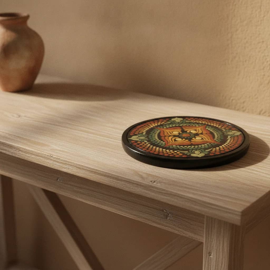 POSAPAVAS RÚSTICO /Plato de madera decorado en puntillismo