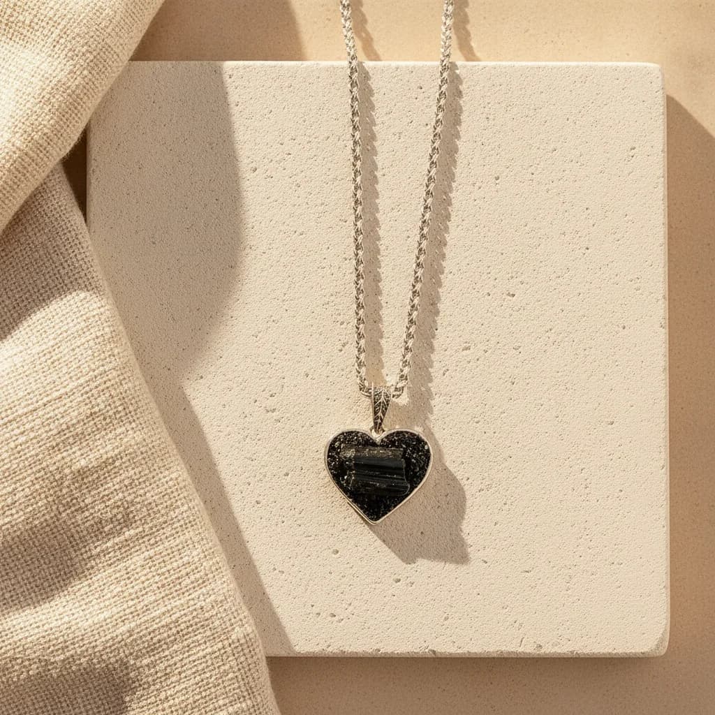 Collar Corazón Turmalina Negra