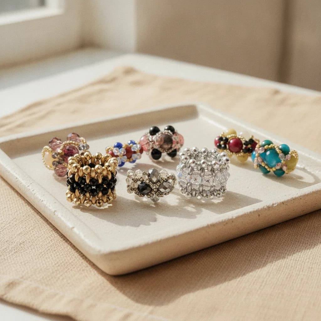 Anillos de cristales y de piedras naturales