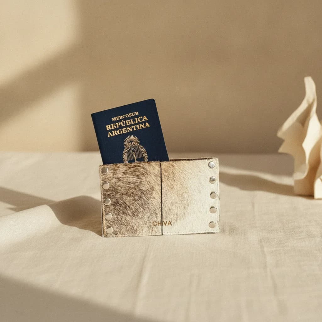 Porta pasaporte de cuero