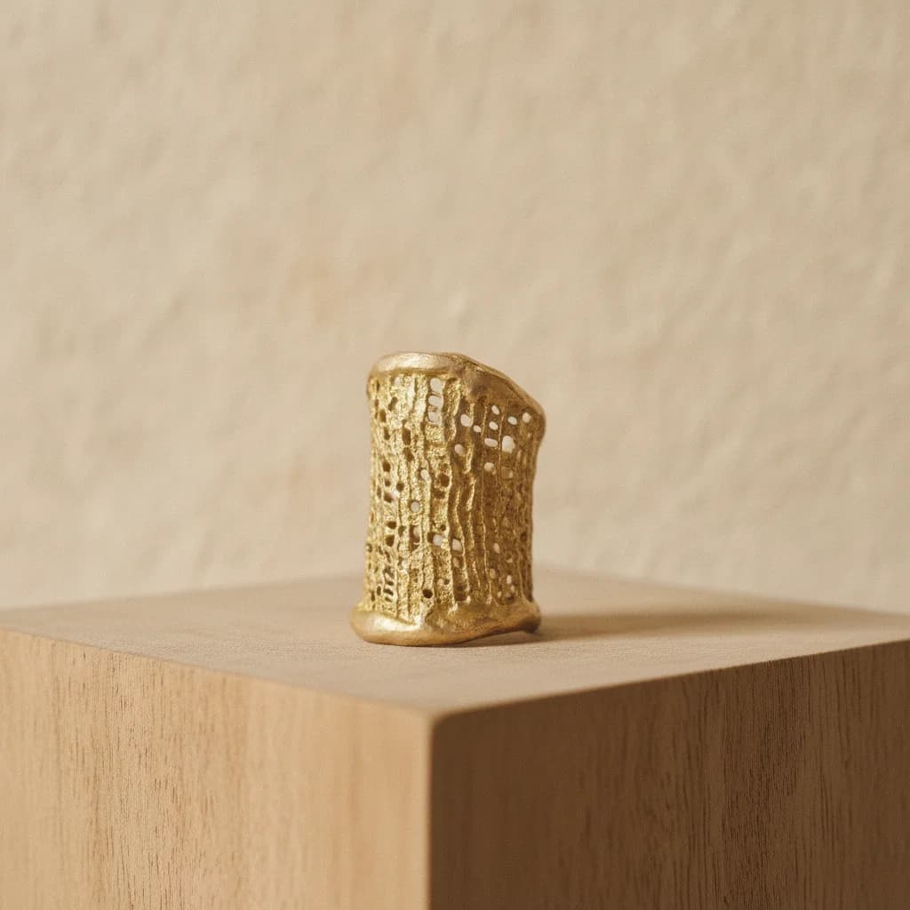 Anillo de bronce con textura. Pieza Única.